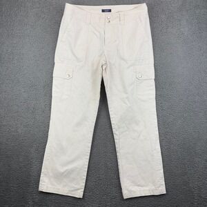 Chaps Womens Cargo Pants Beige Cotton Size 10 Casual Utility Straight Leg